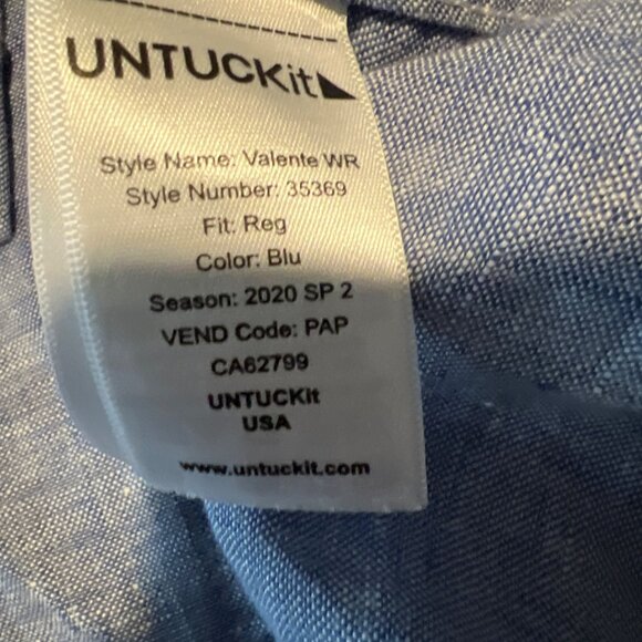 UNTUCKit 100% Linen Valente Wrinkle-Resistant Short Sleeve Button Down Shirt 2XL - Picture 8 of 11